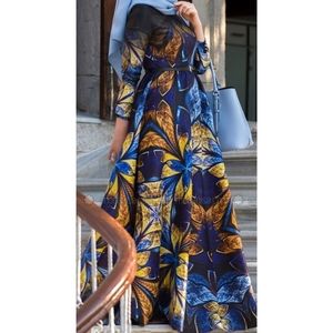 Designer long sleeve butterfly twill gown